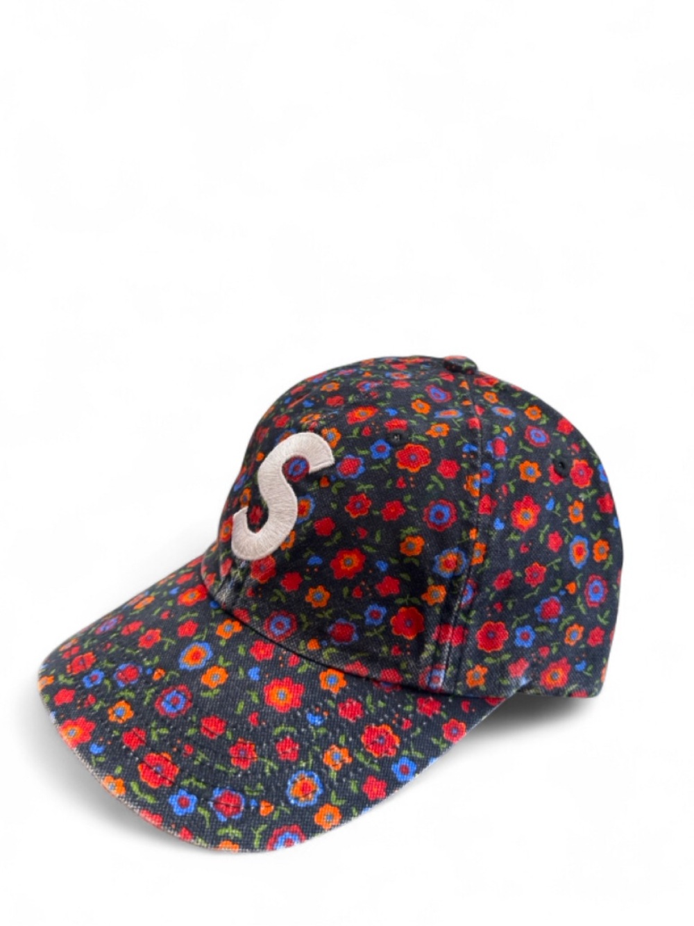 Supreme Brushed Washed Canvas S Logo 6-Panel Floral Cap (NWT)